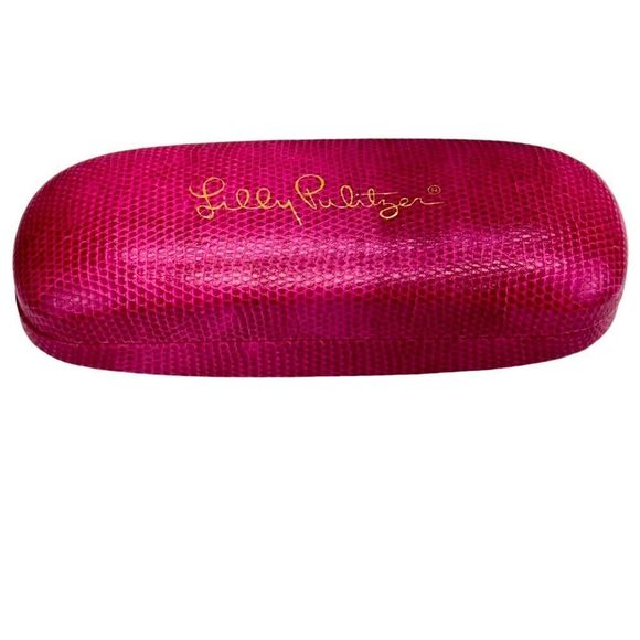 Lilly Pulitzer Pink Hard Shell Eyeglasses Sunglasses Case Gold Color Lettering - Picture 5 of 14